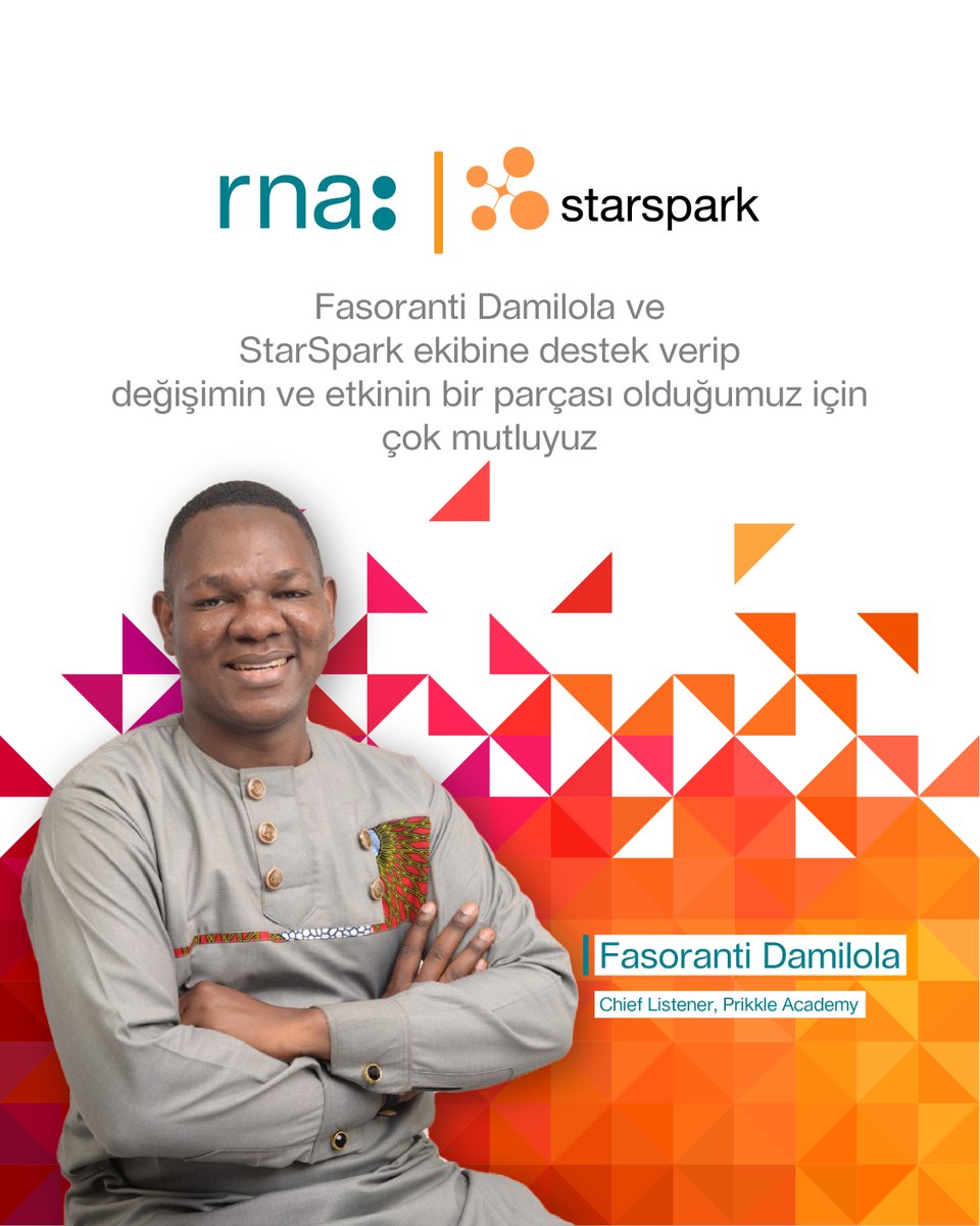 Üniversite öğrencilerini başarılı profesyonellerle birbirine bağlayan #Starspark ekibine ve sevgili #FasorantiDamilola'ya destek verip yarattıkları değişimin ve etkinin bir parçası olduğumuz için çok mutluyuz. 

#RNA #ChangeManagement #DeğişimYönetimi