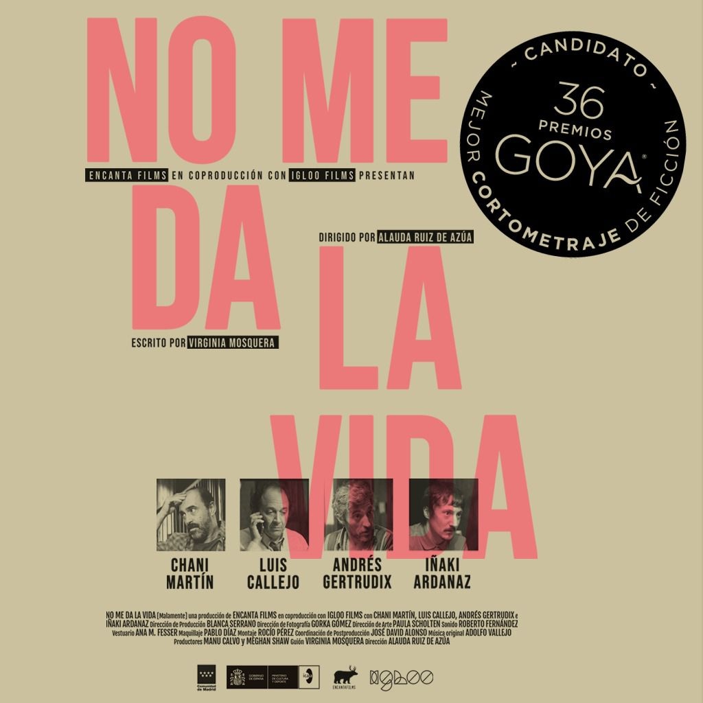 encantafilms's tweet photo. ¡"No me da la vida" preseleccionado entre los 15 cortos de ficción que optan a la nominación a los Premios Goya de este año! 
Gracias @Academiadecine 😁 #AlaudaRuizdeAzúa @Luis_Callejo @ChaniMartn #AndrésGertrudix #IñakiArdanaz #VirginiaMosquera #ManuCalvo https://t.co/4NSebBCY2P