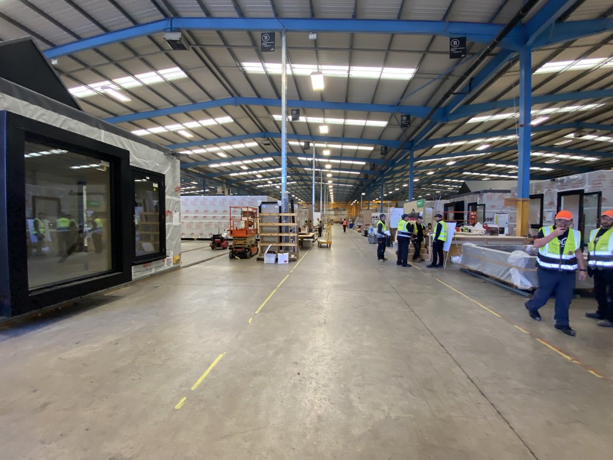 TomBloxhamMBE's tweet image. Great to visit our own MMC @housebyus factory this week . Seeing chunky super sustainable timber in one door and complete Town house modules out the other on the way to @WirralWaters