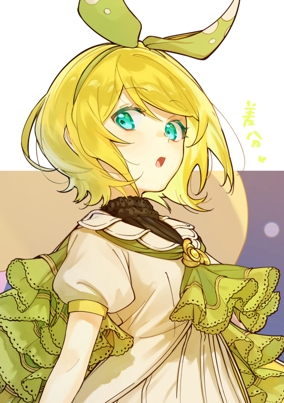 kagamine rin 1girl blonde hair solo dress short hair hair bow bow  illustration images