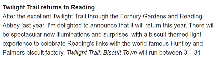 edpev7's tweet photo. Count me excited. Who doesn't love a "biscuit-themed light experience"...? @livingreading https://t.co/9S7QStAXO4