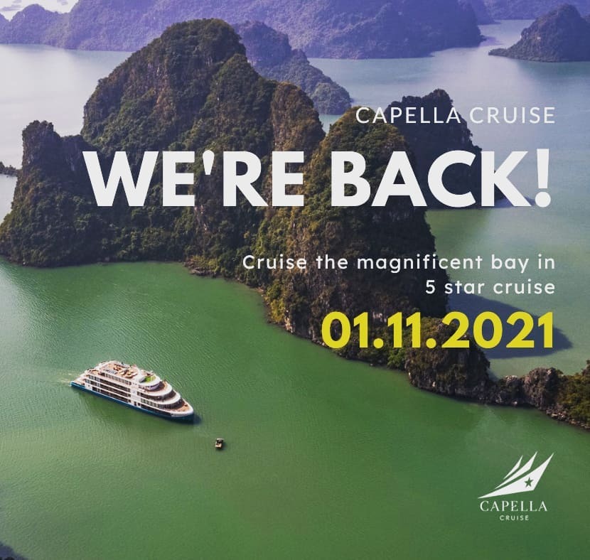 capellacruise's tweet photo. The Capella cruise returns to service on 01st, Nov 2021, can't wait to welcome you back 
#Capellacruise #LanHaBay #back #HaLongBay #vietnamtravel #vietnamdestinations #vietnam #Cruise #cruisevacation https://t.co/YOHUsWUArl