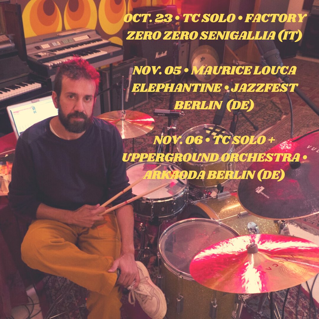 tommycappellato's tweet photo. coming up next
OCT. 23 TC SOLO • FACTORY ZERO ZERO • #SENIGALLIA (IT)
NOV. 05 @MauriceLouca ELEPHANTINE • JAZZFEST #BERLIN, DE
NOV. 06 TC SOLO + UPPERGROUND ORCHESTRA • #ARKAODA BERLIN (DE) https://t.co/4EvHmG2zvG