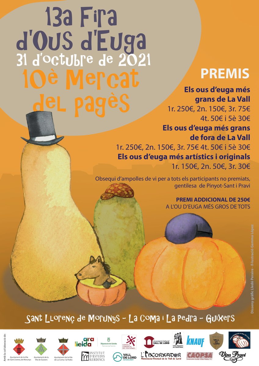valldelord's tweet photo. Arriba la 13a Fira d'Ous d'Euga i el 10è Mercat del Pagès! El proper 31 d'octubre, i després de diverses edicions frustrades, per fi podrem tornar a tenir una Fira dels Ous d'Euga més o menys "normal". Podeu trobar el programa d'actes al següent enllaç: https://t.co/u8bDv4EACT https://t.co/XHJYBIs87X