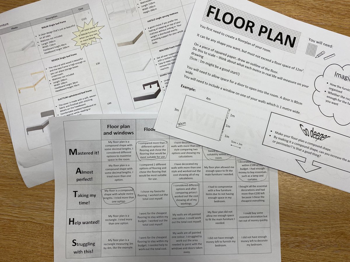MathsMrsJohn1's tweet image. So pleased to see year 7 enjoying our new @Radyr_Maths #curriculumforwales scheme of learning. We finished the first half term with a “design your perfect bedroom” project after learning and practising skills with money, area and perimeter, measurements and scales. #makemathsfun