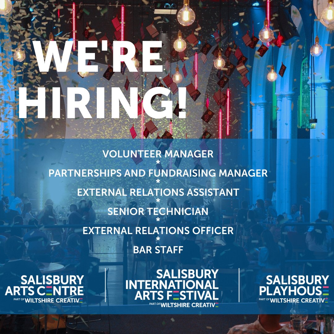 👀We're hiring!
⭐️Volunteer Manager⭐️
⭐️Partnership and Fundraising Manager⭐️
⭐️External Relations Assistant⭐️
⭐️Senior Technician (Lighting)⭐️
⭐️External Relations Officer⭐️
⭐️Bar Staff⭐️
For more info and to join the team visit: bit.ly/3nxXUqS
#vacancies #backonstage