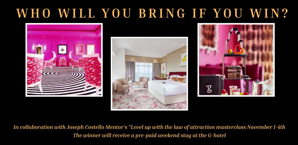 Who will you bring if you win?
I am giving away 2 nights stay in the 5-Star G-Hotel Galway!
The stay includes Breakfast, Dinner and Afternoon tea!
To enter click the link below ⬇️

co.josephcostellomentor.com/lp/122299/lp12…

#weekendaway #afternoontea #mindsetcoach #businessmentor #lawofattraction