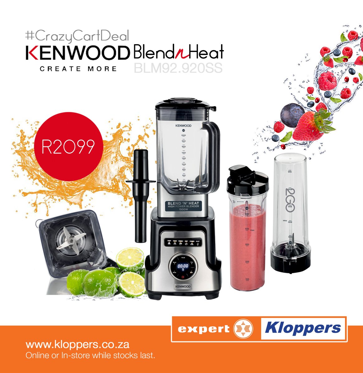 This week's Crazy Cart Deal  I  Kenwood Blend'n'Heat 1500W blender, R2099.  Available Online &amp; In-stores until 30 Oct 2021 while stocks last. kloppers.co.za/default/kenwoo… #Blender #Kenwood #shoponline #CrazyCartDeal