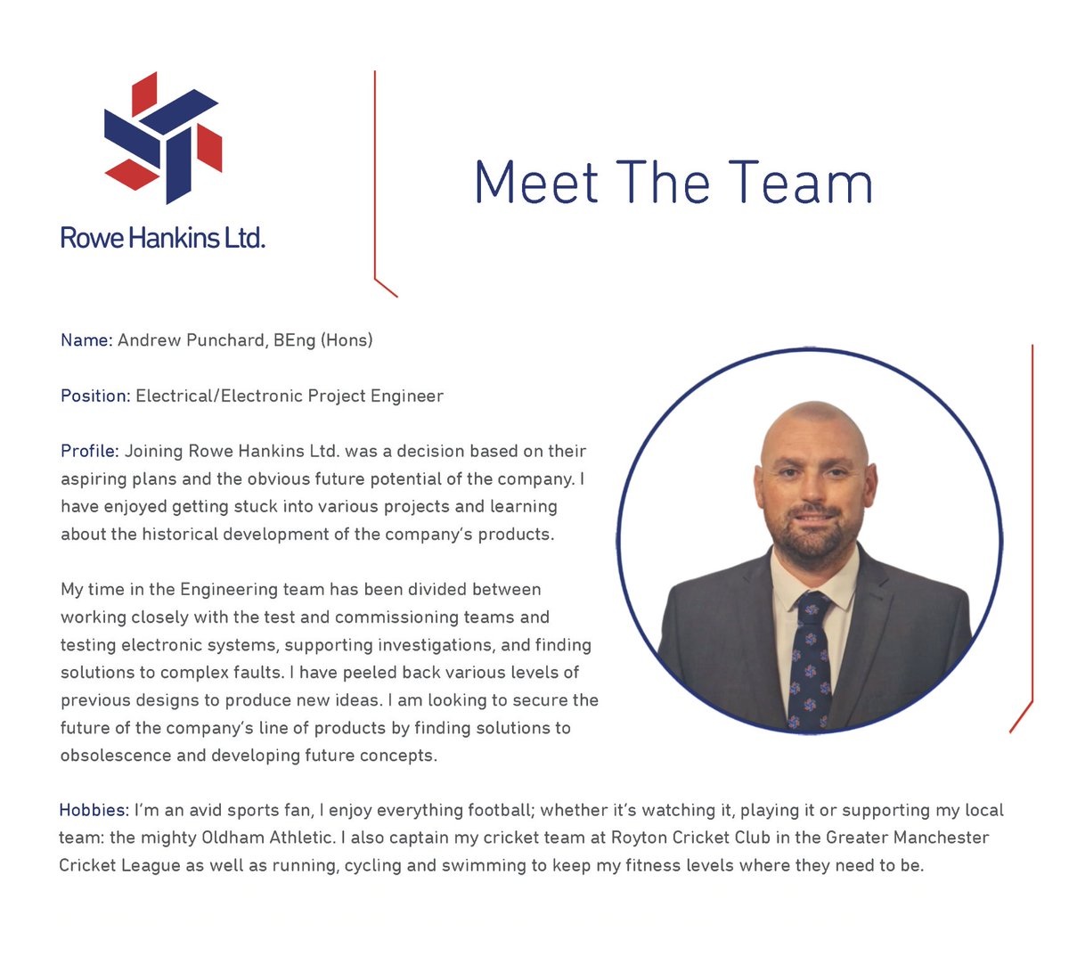 The next in our Meet the Team series is: Andy, our Electrical &amp; Electronic Projects Engineer who joined us in late September. #meettheteam
