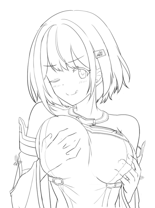 ○夜ちゃん線画 