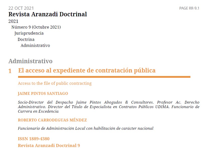 pintos_jaime's tweet photo. El acceso al expediente de contratación en el número de octubre de la Revista Aranzadi Doctrinal, en coautoría con el jurista #FHNL Roberto Carrodeguas
https://t.co/qPRPdchj4A https://t.co/H6x0IyOB9s