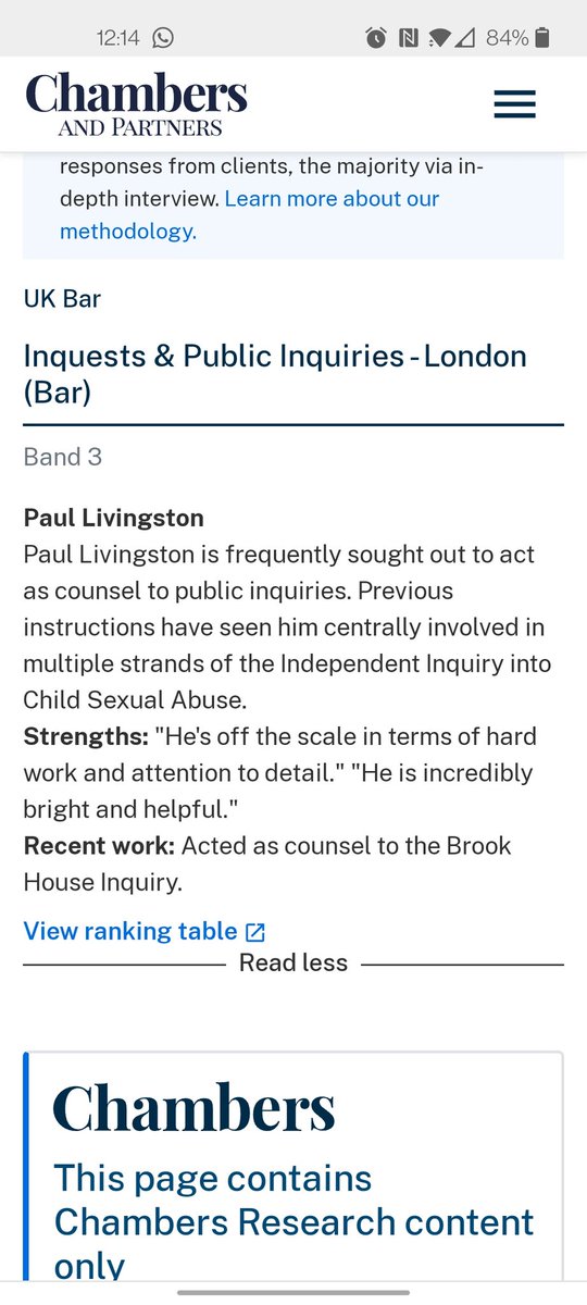 Paul Livingston (@plivingston67) on Twitter photo Really chuffed to be ranked in this year's <a href="/ChambersGuides/">Chambers and Partners</a> UK Bar guide for work on public inquiries and that client referees said lovely things! Also delighted that <a href="/outertemple/">Outer Temple Chambers</a> has been ranked so highly across several practice areas. Really chuffed to be ranked in this year's <a href="/ChambersGuides/">Chambers and Partners</a> UK Bar guide for work on public inquiries and that client referees said lovely things! Also delighted that <a href="/outertemple/">Outer Temple Chambers</a> has been ranked so highly across several practice areas.