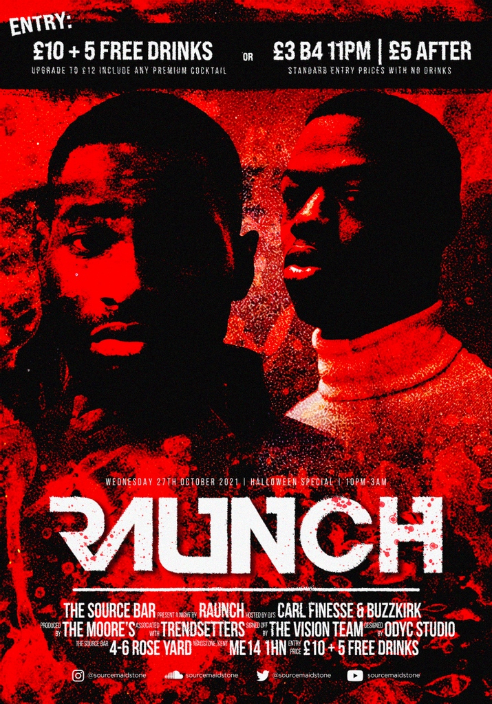 Raunch Halloween Special 🎃👻, Wednesday 27th October, The Source...
⁠
Entry from £3 or £10 + 5 DRINKS, coaches running from Medway Uni  👉 thesourcebar.co.uk⁠
⁠
Main Room Music: R&amp;B, Hip-Hop, Slow Jamz, Bashment, Afrobeats / Courtyard: House &amp; Garage