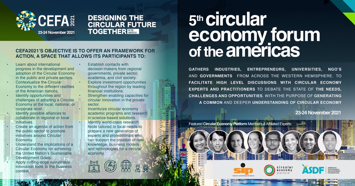 The 5th Circular Economy Forum of the Americas 2021 will be a unique experience Empowering Circular Economy through the American Continent. 
Special thanks to our host <a href="/industrialespty/">Sindicato de Industriales de Panamá</a> Sindicato de Industriales de Panama 🌱 visit cefa2021.com #circulareconomy #CEFA2021