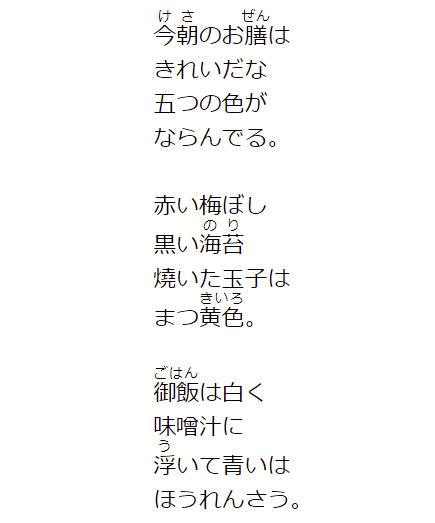gourmand_shosha's tweet photo. #飯テロ書写
第200回　水谷まさる『歌時計　童謠集』より「五���の色」
【今朝のお膳は】～【ほうれんさう。】（64字）

※水谷まさるは童話作家・詩人で、童謡「あがり目 さがり目 ぐるっとまわって猫の目」の作詞者。この歌には、「あがり目はおこり目…」という続きがある。 https://t.co/oDFUw4SXF8