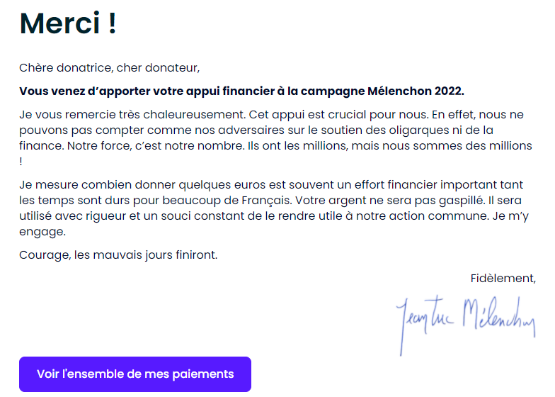K_Carles's tweet photo. 📢Don de 152€ à #LFI pour soutenir le programme défendu par @JLMelenchon pour les #presidentielles2022 car je sais que lui fera (hausse des salaires, blocage des prix, etc..)

➡️"J'optimise" les 100€ annoncés lors du #Castex20h 

➡️N'hésitez pas : https://t.co/iPOvtKH7NI https://t.co/oGtlyM5i2S