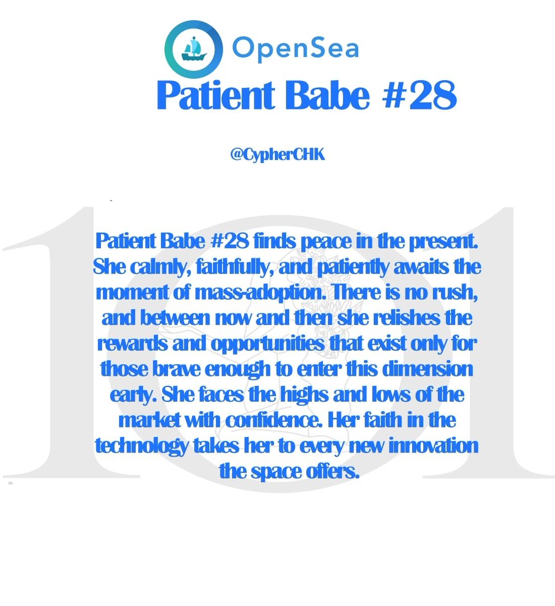 cypherchk's tweet photo. Just dropped Patient Babe #28 on @opensea  ❤️🌺💃

https://t.co/ouwLbKOZNQ

Auction open for #ENCRYPTAS holders only 🎉 https://t.co/SNBUXPx7zm