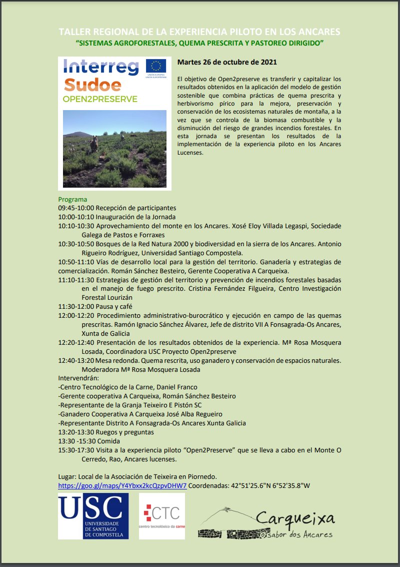 open2preserve's tweet photo. El próximo martes 26 de octubre, realizaremos un taller en Galicia sobre“Sistemas agroforestales 🌳🌲, quema prescrita y pastoreo 🐑dirigido. https://t.co/AichPy4MKM