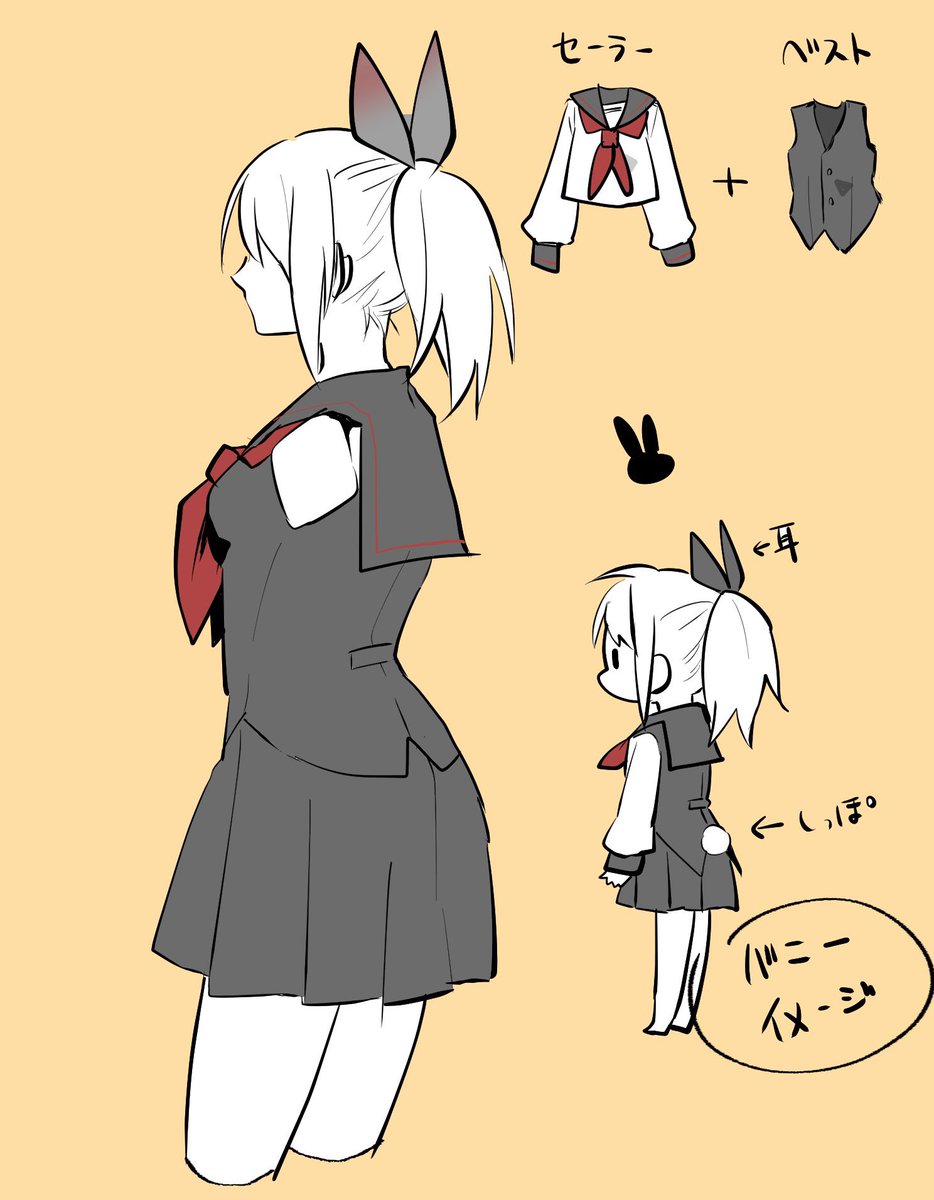 ウェヒヒさにわちゃんを褒めていただきありがとうございます。リボンが下向きなのは成人バージョンです。リボンは兎の耳イメージなので、垂れ耳兎みたいな気分で描いてる 