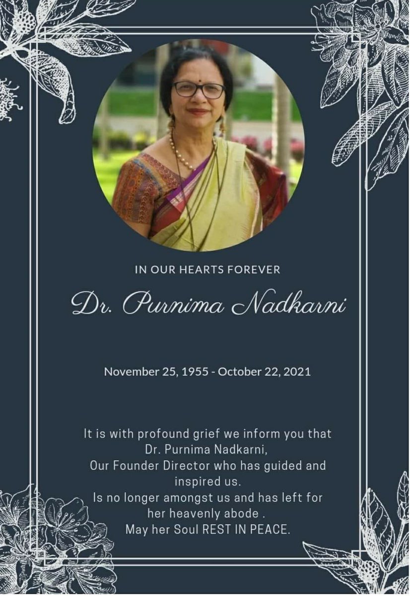 Niru22's tweet photo. Miss you always Dr Purnima Nadkarni Madam. An #iconofIndia God bless your soul madam. You are #TeacherofTeachers and an inspiration to millions of Gynecologist of India. i can’t believe mam. #RestinPeace for #eternity https://t.co/0Vl4rwzqLb
