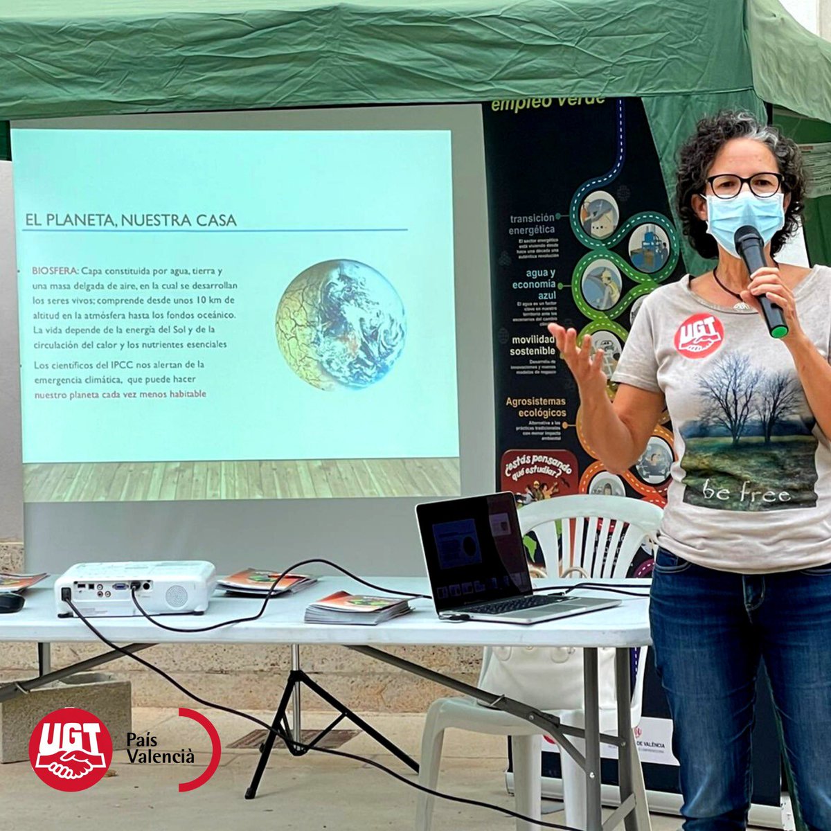 Nuestra compañera Delia de @ugt.pv participando hoy en @climafest_alicante con una interesantísima charla sobre Empleo Verde para nuestra juventud.