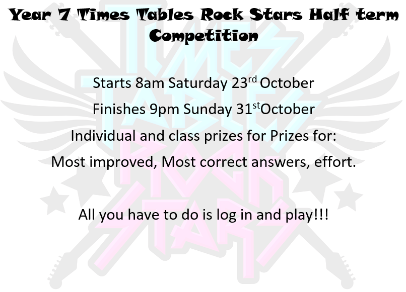 Year 7 Half term TTRS competition.