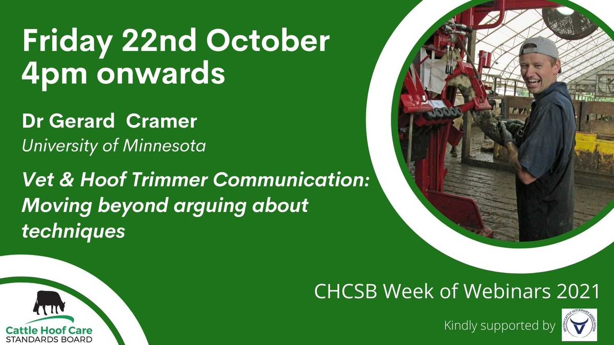 The_CHCSB's tweet photo. It's the last day of our #WeekofWebinars & we've got a longer session today which kicks off at 4pm w an update on the @AHDB_Dairy Mobility Steering Group, @dairycowfootdoc on trimmer/vet/farmer communication & our popular Q&A Panel
Not to late to sign up: https://t.co/nSyxtccblp https://t.co/sO5VHlQRMo