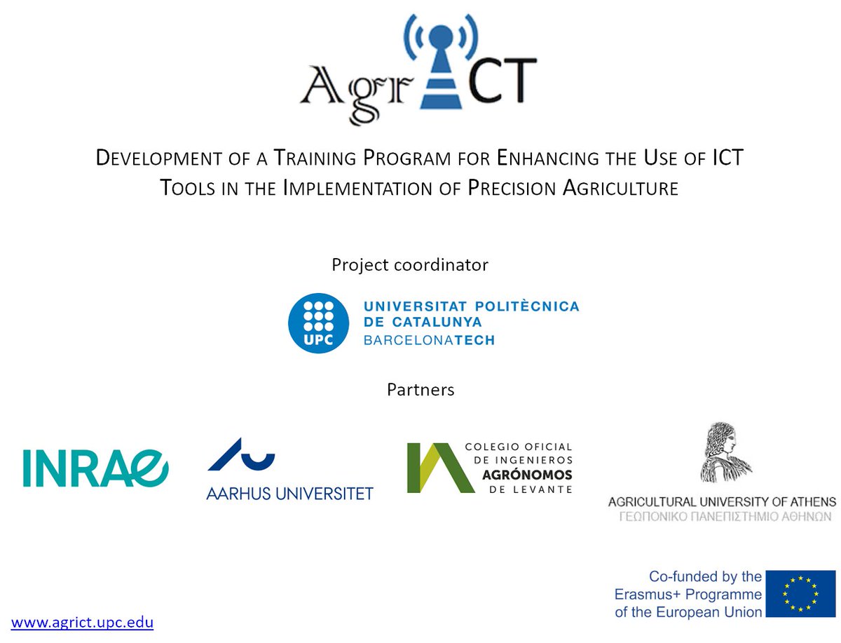 This week we carry out the evaluation of the training materials developed through <a href="/agr_ict/">AgrICT</a> <a href="/ErasmusPlus_pro/">International education projects</a> for the Development of a training program for enhancing the use of ICT tools in the implementation of Precision agriculture <a href="/la_UPC/">Universitat Politècnica de Catalunya (UPC)</a> Thanks to all the participants
