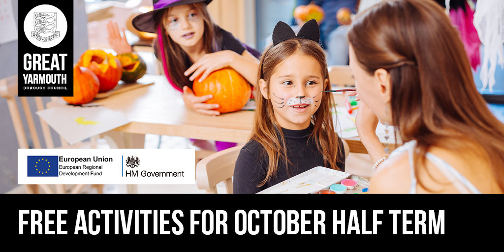 everything_gy's tweet photo. FREE activities are at @timetidemuseum @elizabethanhous @tolhousemuseum @TheYareGallery &amp; with @outtherearts during October half term week starting from tomorrow. More details👉https://t.co/u8Vea5MHCj These events are sponsored by ERDF Welcome Back Fund. #WelcomeBackFundEU https://t.co/TBBjP1GTYQ