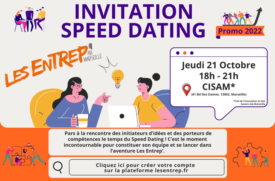 PepiteProvence's tweet photo. 🔙 Hier s'est déroulé #SpeedDating entre porteurs de projet &amp; porteurs de compétences à @CisamInnovation organisé par @LesEntrepAM 🎉
🎙 20 étudiants sont venus pitcher leur projet devant l'équipe @AccelerateurM 
L'occasion de marquer le début de leur aventure entrepreneuriale 🚀 https://t.co/6ZgiQm3HVt