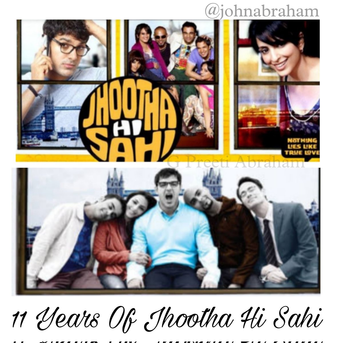 Preeti_Abraham's tweet photo. The storyline is different from most of the usual melodramatic monotonous movies I'm really in love with the character #Fidato & #Mishka @TheJohnAbraham #AbbasTyrewala #Pakhi all the team tnx for this beautiful presentation So loveable movie #JhoothaHiSahi turns #11Years Old https://t.co/uVArpvCnPR