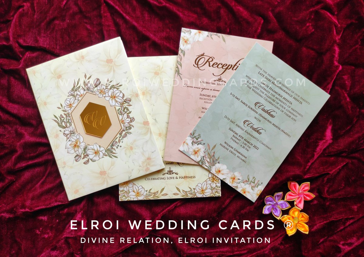 ElroiCards's tweet photo. Floral theme invitation | Card and Cover floral design print &amp; Gold foil , Cover bottom design Floral print &amp; Gold foil  | two inserts floral design, Card front Gold mirror Aycralic Couple names first letter Engraved.

#floral #floralthemeinvite #goldfoil #lasercutwood https://t.co/fwma9STvRj