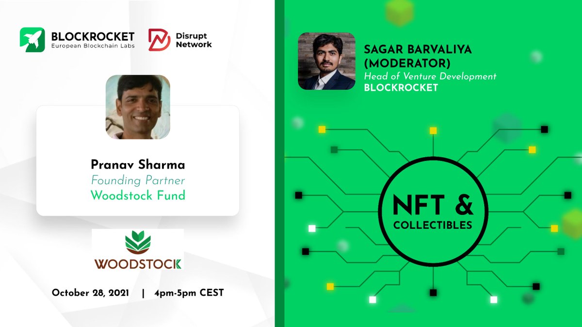 blockrocketvc's tweet photo. @pransharma, Founding partner at @Woodstockfund will be speaking at Blockrocket's Panel NFT &amp; Collectibles

Limited tickets only 🔥 Register Now! https://t.co/eZ0DDoOMy2

#blockchain #startup #technology #investment #partners #acceleratorprogram #innovation #fintech https://t.co/8yWJjd8ANf