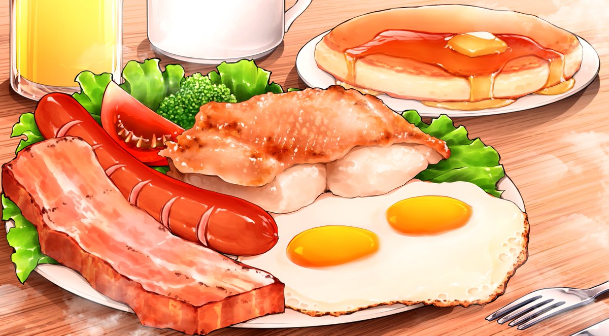 food food focus no humans meat sausage plate egg (food)  illustration images