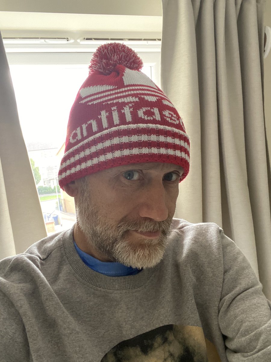 ColinMcCord's tweet photo. Massive thanks to @TUFAC4 for the winter millinery!! Great fit, great service as per usual. Thank for all you do you glorious bunch of humans. Now may have to buy a new @runningpunks shirt too today…. #sometimesantisocial #alwaysantifascist https://t.co/1GQe34e2D9
