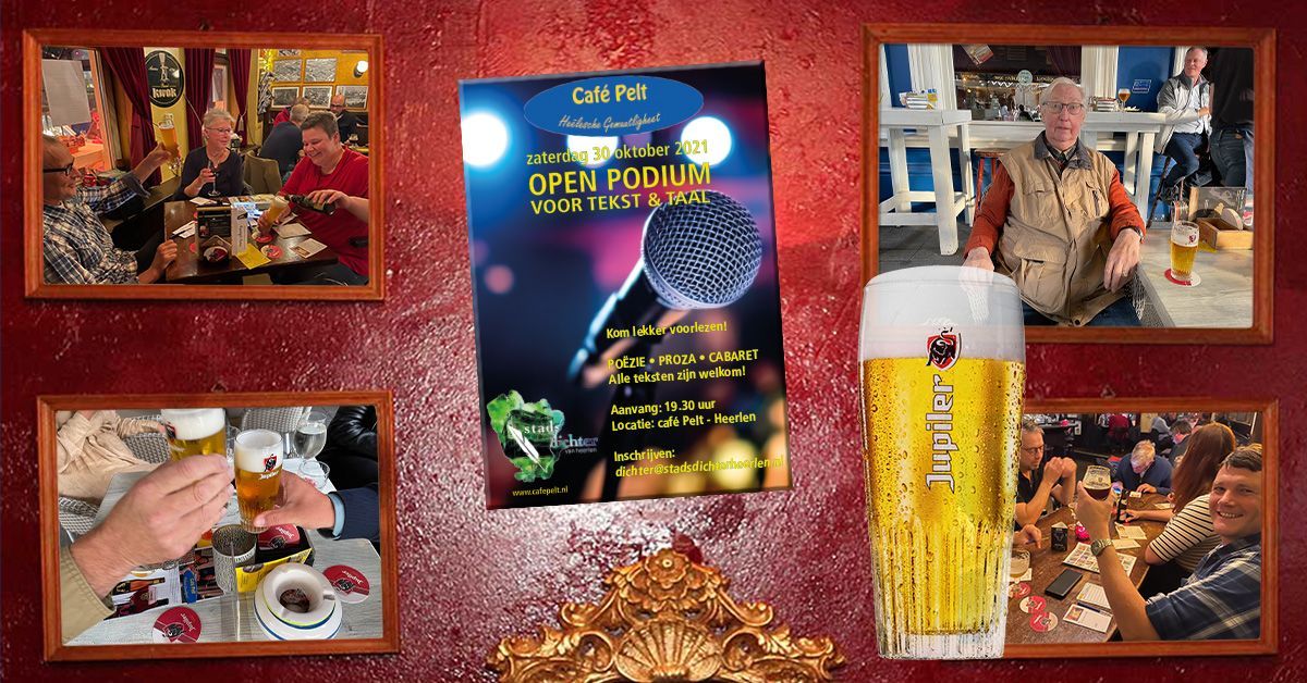 Kom lekker voorlezen! Op zaterdag 30 oktober OPEN PODIUM voor tekst &amp; taal bij café Pelt vanaf 19.30 uur. Schrijf je even in via dichter@stadsdichterheerlen.nl