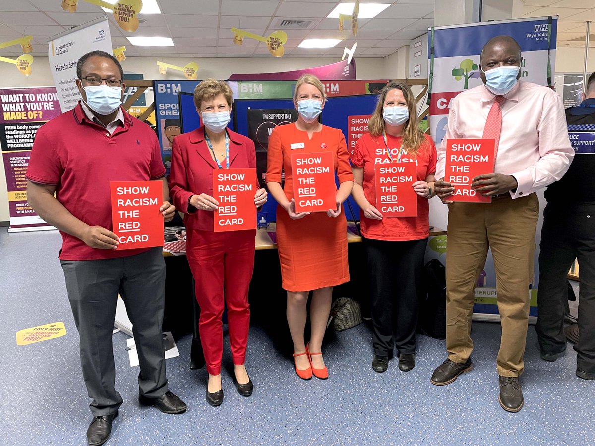 We're showing racism the red card at Wye Valley NHS Trust today. Racism has no place in society and it has no place at this Trust. Change hearts. Change minds. Change lives. #WRD21 <a href="/WyeValleyNHS/">Wye Valley NHS Trust</a>