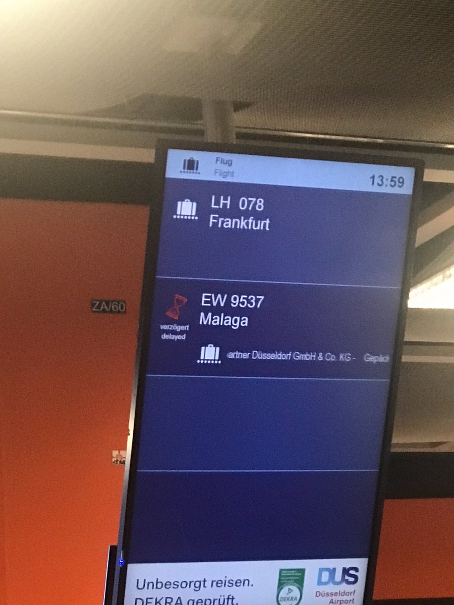 Liebe @eurowings, lieber @flughafenDuesseldorf - seit einer Stunde starren wir auf die Info, dass sich die Gepäckausgabe verzögert…gut, wenn man echt erholt ist….Herbstferienende kommt immer so plötzlich 😎🙋‍♀️