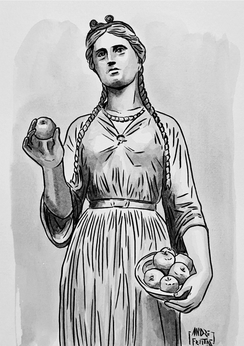 yescabrita's tweet photo. #inkthorbeer dia 22: Iðunn
Deusa da juventude, senhora das maçãs douradas, esposa de Bragi (o deus da poesia), Iðunn é a responsável pela vida eterna dos deuses. Na Edda em Prosa, Loki é obrigado a ajudar o Jötunn Þjázi a sequestrar Iðunn e roubar suas maçãs. https://t.co/8ydRi4IKaT