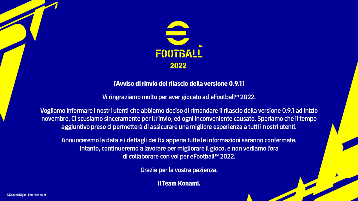 KONAMI_ITA's tweet image. Aggiornamento per i nostri utenti