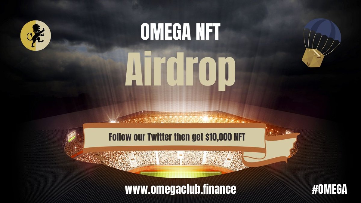 OmegaClubNFTs's tweet photo. Airdrop Omega Club NFTs for 100 Lucky Winners.

- People need to HOLD at least 2000 OMEGA token in their wallets.
- Follow Omega Club Twitter.
- Comment your BSC Wallet Address under this post. (Recommended Metamask)
- NFTs will be distribution on 28 October 2021 00.00 UTC. https://t.co/oUO2BPRjQP