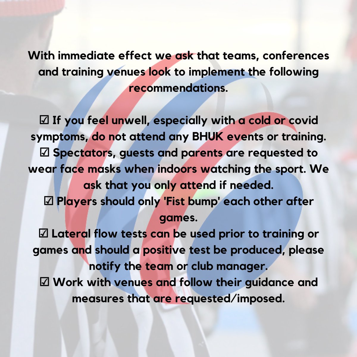 🚨 COVID-19 UPDATE 🚨

With infection rates and cases rising throughout the country BHUK have decided to take a pro-active approach and look to implement measures to control/mitigate the spread.

These are recommendations alone. Your co-operation on this is very much appreciated.