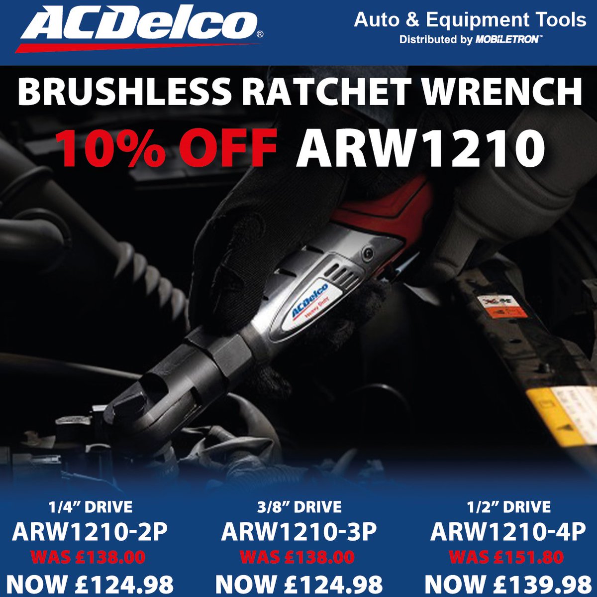 acdelcotoolsuk's tweet photo. 10% BRUSHLESS Ratchet Wrench ARW1210

ARW1210-2P
WAS £138.00     NOW £124.98

ARW1210-3P
WAS £138.00      NOW £124.98

ARW1210-4P
WAS £151.80      NOW £139.98

BUY NOW - https://t.co/aWTzbVD4rH

#acdelcotools #acdelco #powertools #ratchetwrench #wrench #ratchet #deals https://t.co/8MaqPQkG7j
