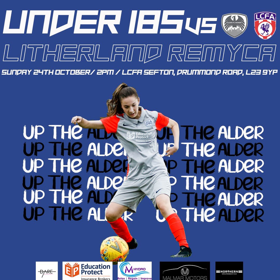 Our u18’s continue their <a href="/LiverpoolWYFL/">Liverpool Women’s & Youth Football League</a> U18’s Division campaign on Sunday away to <a href="/RemycaUtd/">Litherland REMYCA FC</a>  

Let’s go 🚀

#UpTheAlder 💙