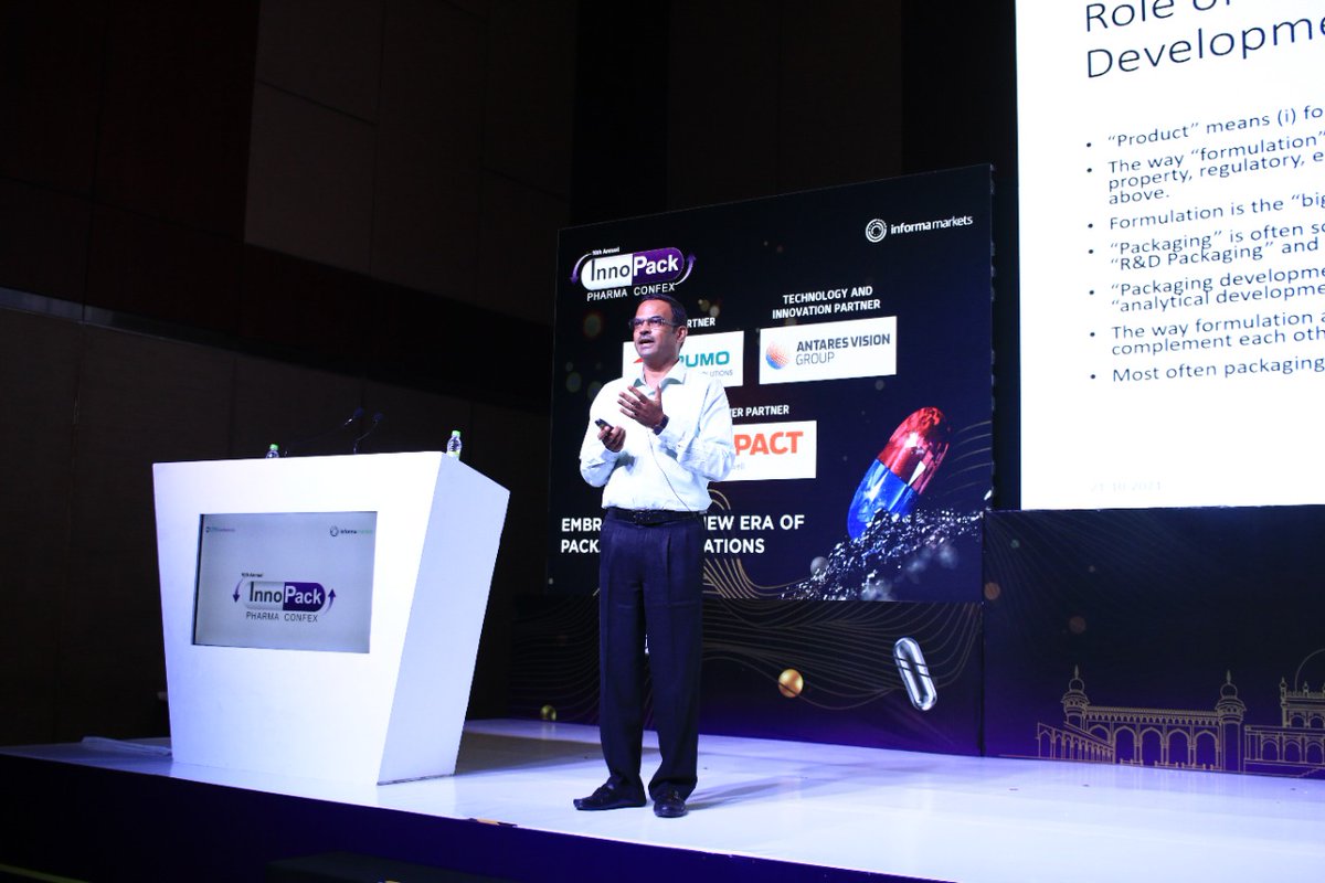 InnoPackPharma's tweet photo. Jayant Karajgi, COO - Formulations, Shilpa Medicare Ltd shared insights on Packaging; The Kingmaker 
at the 10th Annual InnoPack Pharma Confex held at Novotel &amp; HICC Complex, Hyderabad.

#InnoPack #InnoPackPharmaConfex #InnoPackPharma #pharmapackaging #packaging #pharma https://t.co/1Rb9qbCd7a