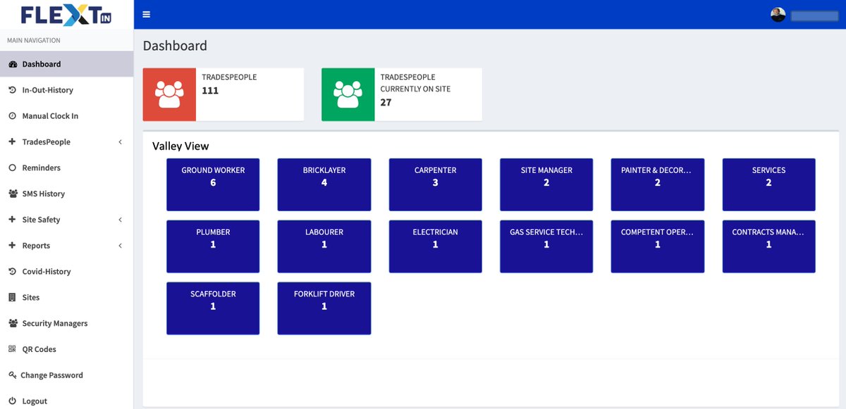 flextnow's tweet photo. An example of the Site Manager's Dashboard view within FLEXTin's Online Portal. You can see how many tradespeople are registered & signed in, reports, history, site safety & more. Tradespeople Management could not be more simple!
#happyfriday #flextin #tradespeoplemanagement https://t.co/PhCqkO1EPw