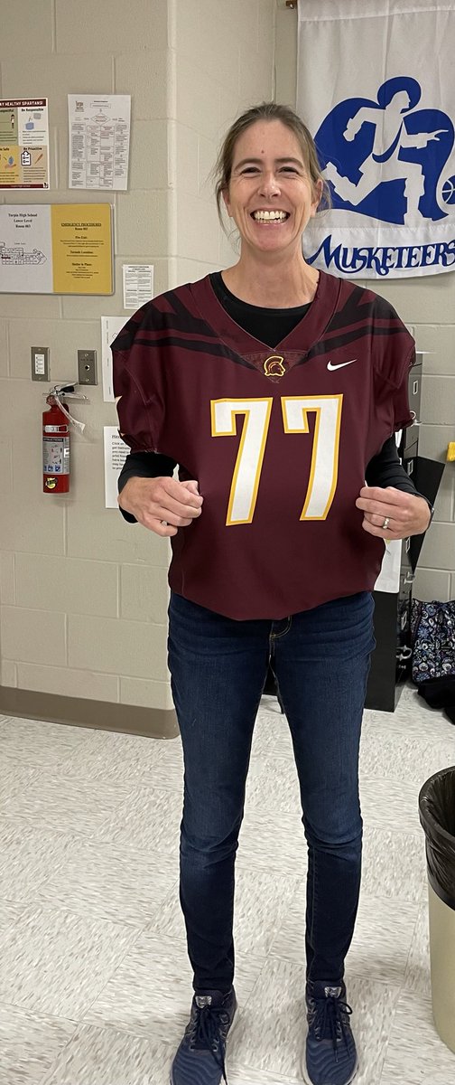 ewalk97's tweet photo. So proud to represent Gabe’s jersey on game day! #favoriteseniors @THSSpartan⁩ ⁦@TurpinFootball⁩ https://t.co/iXxWF17J2t
