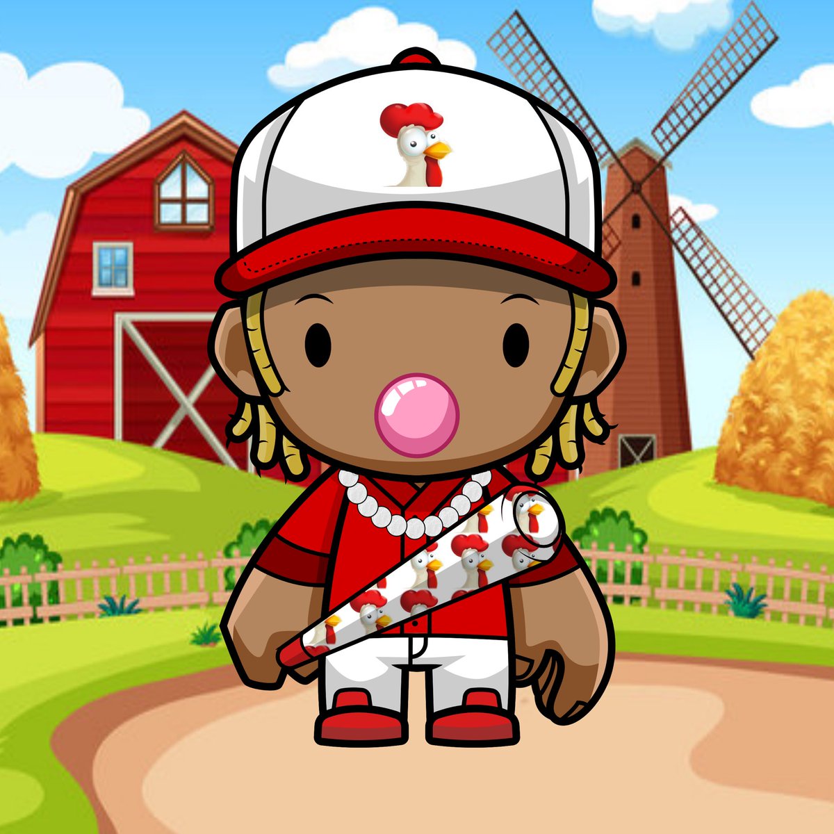 FYbaseballNFT's tweet photo. Frontyard Baseball is all about community and we want to give a shoutout to some of the great NFT communities our team has been a part of along the way. Here’s a piece for @bitlovincom, makers of Chicken Derby for our Honorary Teammates collection. Thanks guys! #NFTCommunity https://t.co/3TcsW5uo7S