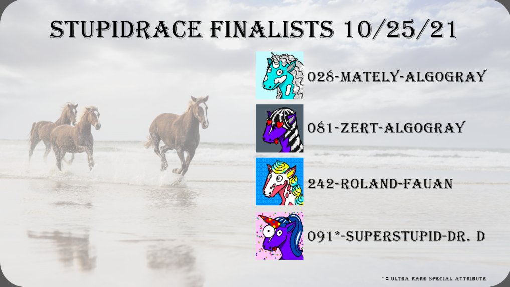 LoafPickle's tweet photo. Which majestic, galloping steed do you think will finish last? Bet your 🦐 to receive potential 3x earnings and be entered into a raffle for a STUPID LING LING #007 which drops 5 🦐/Airdrop!
https://t.co/Ozh4A038Ci
#NFT $ALGO #BlockchainGaming #STUPIDHORSE #LingLings https://t.co/UpzKT8eoRQ