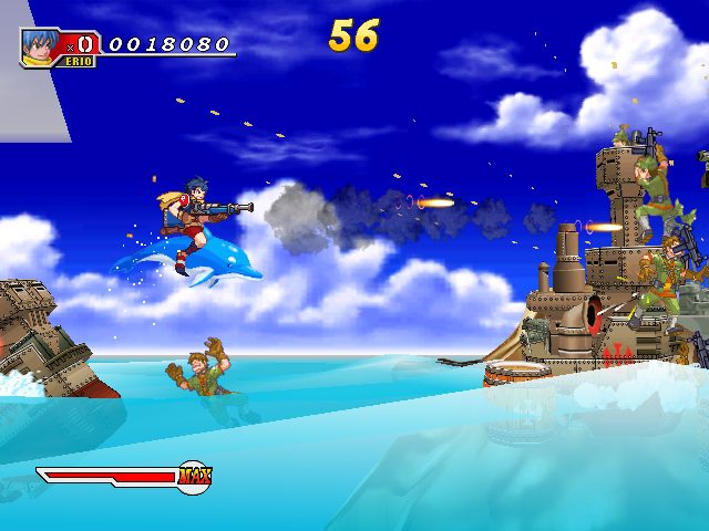 SirArturo3's tweet photo. Si os gustan los disparos, y también los animalitos, ¿qué mejor juego que este #DolphinBlue, que básicamente es un Metal Slug sobre delfines?. Aparecido en #Atomiswave, aunque por lo que me han dicho se puede encontrar hasta una versión para #Dreamcast. Un gozadón! https://t.co/VaDjjPQ1vm